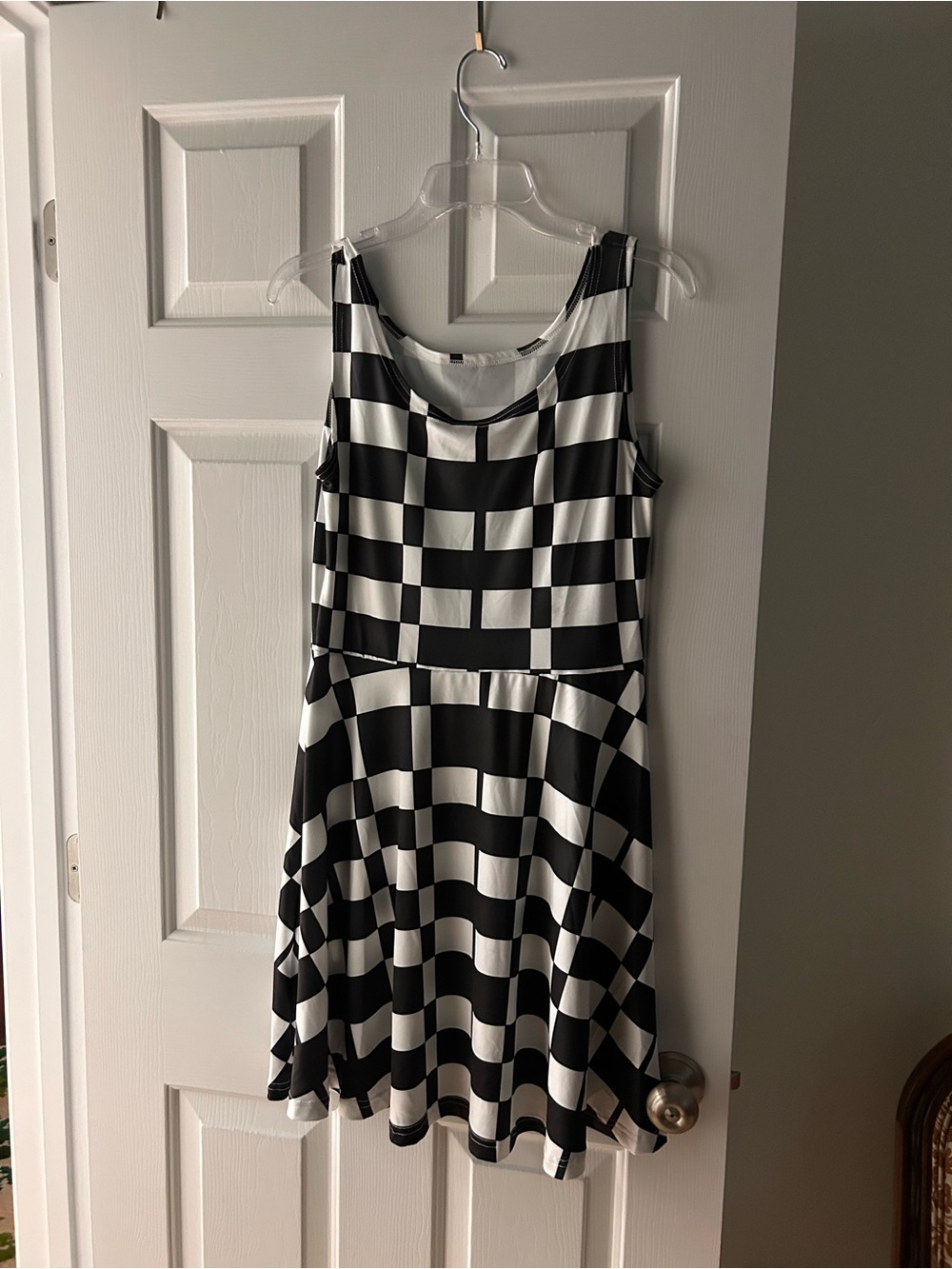 Black & White Checkerboard A-Line Dress